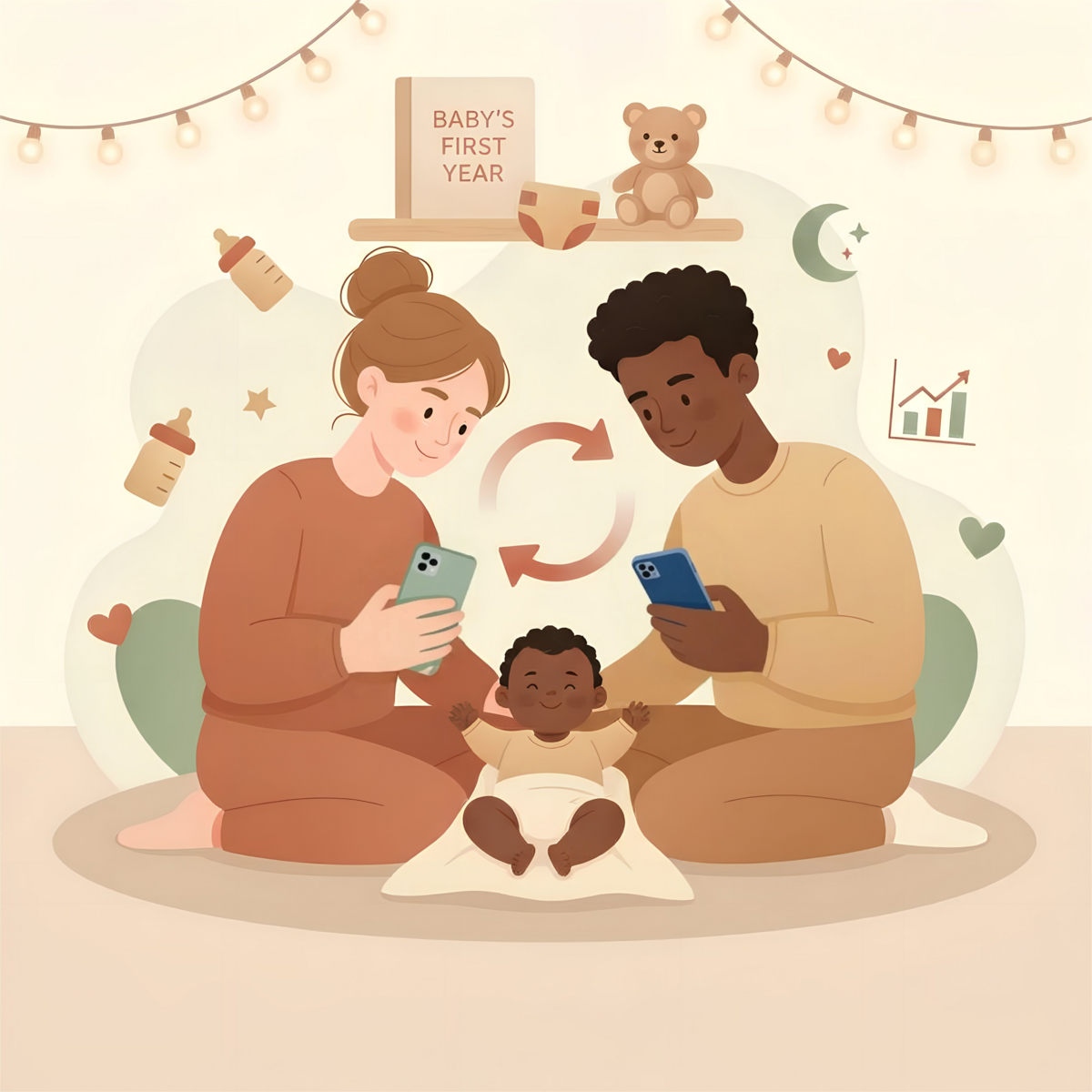 Forældre følger deres baby med BabySync